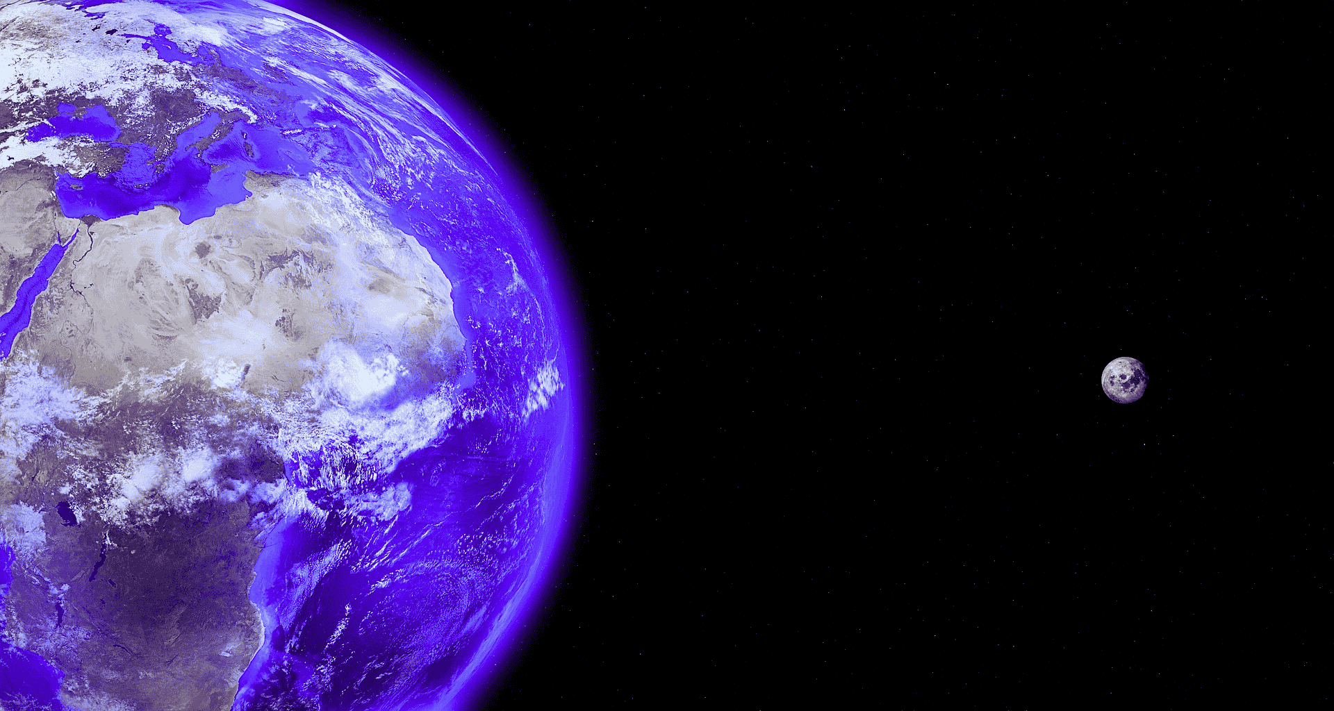 Earth from Space:* “Planet Earth from space showing blue oceans and green continents.”